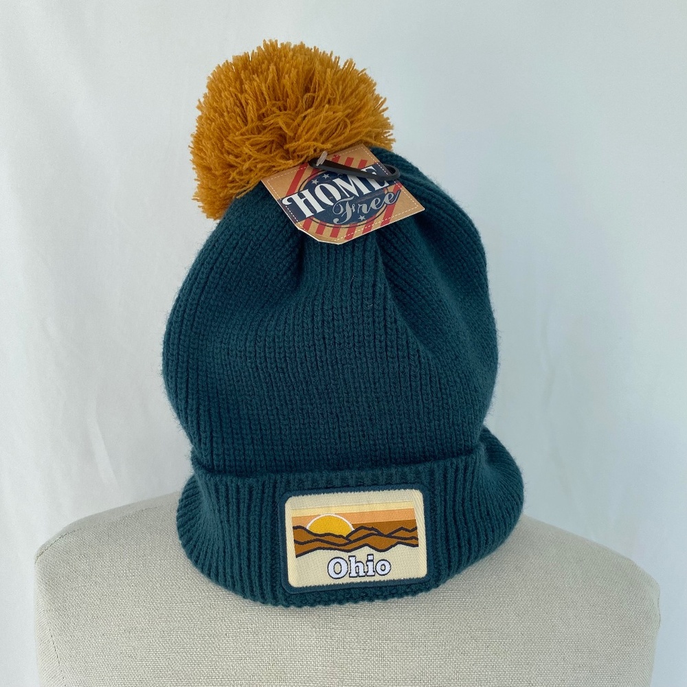 Home Free Forest Green Ohio Sunset Patch Woman’s Beanie NWT
